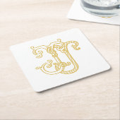 BEWERKBARE KLEUR JJ Monogram JJ Logo Onderzetters (Schuin)