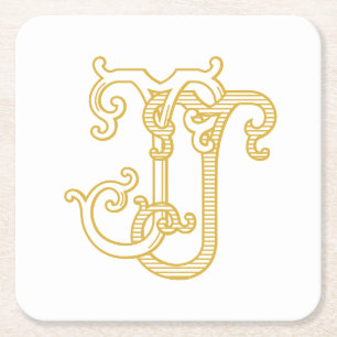 BEWERKBARE KLEUR JJ Monogram JJ Logo Onderzetters