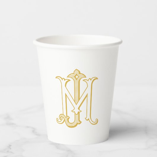 BEWERKBARE KLEUR JM Monogram MJ Monogram Papier Cu Papieren Bekers (Voorkant)