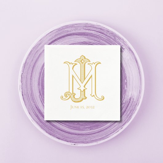 BEWERKBARE KLEUR JM Monogram MJ Monogram Servetten
