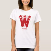 Bewerkbare Kleur Kerst Monogram Aangepaste Naam T-shirt (Voorkant)