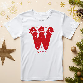 Bewerkbare Kleur Kerst Monogram Aangepaste Naam T-shirt