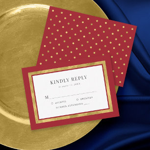 Bewerkbare Kleur Klassieke Gouden Huwelijk RSVP Kaartje