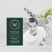 Bewerkbare Kleur Klassieke Krans Afstudeerkaart Kaart (Staand voorkant)