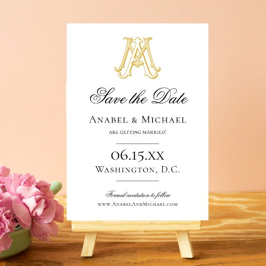 BEWERKBARE KLEUR MA Monogram AM Monogram Opslagdat Save The Date