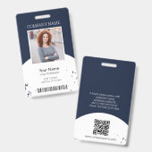 Bewerkbare kleur medewerker foto ID QR & barcode Badge (Voor- en achterkant)