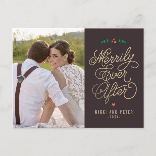 BEWERKBARE KLEUR Merrily Ever After Holiday Briefk Feestdagenkaart (Voorkant)