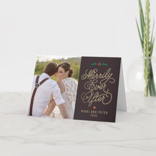 BEWERKBARE KLEUR Merrily Ever After Holiday Cards Feestdagen Kaart (Voorkant)