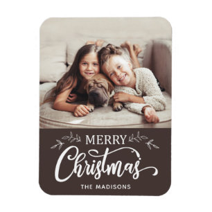Bewerkbare kleur Merry Christmas Photo Magnet Magneet