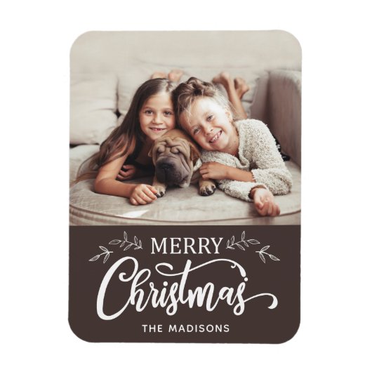 Bewerkbare kleur Merry Christmas Photo Magnet Magneet (Verticaal)