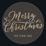 BEWERKBARE KLEUR Merry Christmas Sticker of Label<br><div class="desc">Onze moderne en gepersonaliseerde stickers kunnen worden gebruikt als envelopzegels,  cadeaubonnen,  favoriete labels,  etiketten van objecten en nog veel meer. De mogelijkheden zijn eindeloos,  dus ga door en gebruik ze creatief. Beschikbaar in andere kleuren. De kleuren van de douane zijn ook beschikbaar op verzoek.</div>