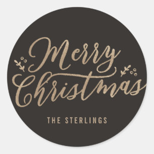 BEWERKBARE KLEUR Merry Christmas Sticker of Label