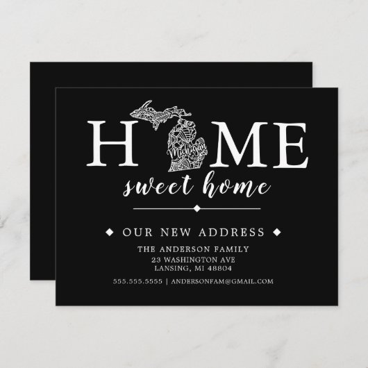 Bewerkbare Kleur MICHIGAN  Verhuisbericht Kaart (Voorkant / Achterkant)