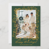 Bewerkbare Kleur Mistletoe Doodles 2 Foto's Gelukk Feestdagenkaart (Voorkant)