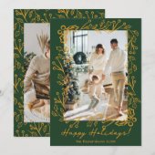 Bewerkbare Kleur Mistsliertdoedels 2 Foto's Gelukk Feestdagenkaart (Voorkant / Achterkant)