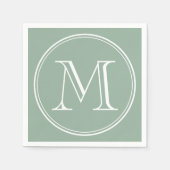 Bewerkbare kleur Modern Classic Rond Wit Monogram Servetten (Voorkant)