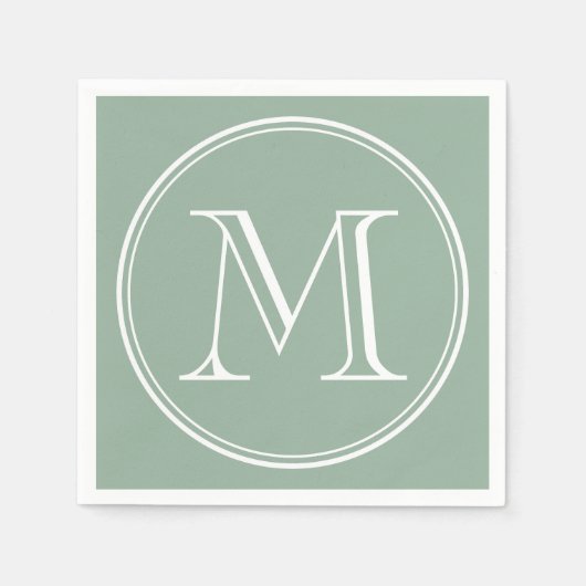 Bewerkbare kleur Modern Classic Rond Wit Monogram Servetten (Voorkant)