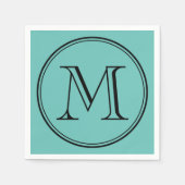 Bewerkbare kleur Modern Classic Rond Zwart Monogra Servet (Voorkant)