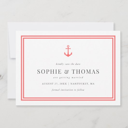 Bewerkbare Kleur Modern Klassiek Anker Sla de datu Kaart (Voorkant)