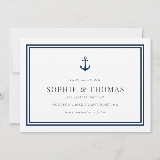 Bewerkbare Kleur Modern Klassiek Anker Sla de datu Kaart (Voorkant)