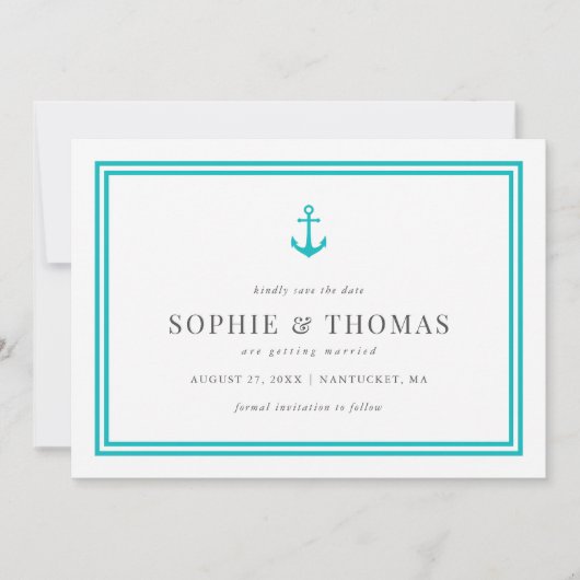 Bewerkbare Kleur Modern Klassiek Anker Sla de datu Kaart (Voorkant)