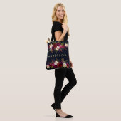 BEWERKBARE KLEUR Navy Bourgondië rustieke Boho Flo Tote Bag (Op model)
