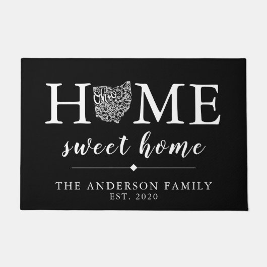 Bewerkbare kleur OHIO gepersonaliseerde status Deurmat (Voorkant)