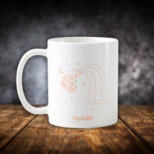 Bewerkbare kleur Peach Aquarius Zodiac teken