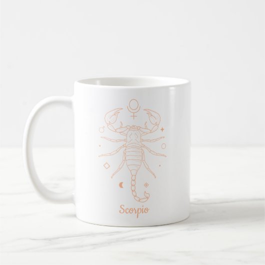 Bewerkbare kleur Peach Scorpio Zodiac teken Koffiemok (Links)