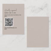 Bewerkbare Kleur QR Code RSVP Kaart (Voorkant / Achterkant)