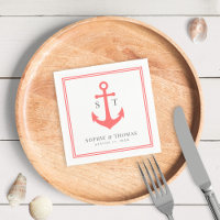 Bewerkbare Kleur Rand Monogram Anker Bruiloft