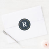 BEWERKBARE KLEUR Simply Chic Monogram Envelope Zeg Ronde Sticker (Envelop)