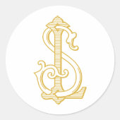 BEWERKBARE KLEUR SL Monogram of LS Monogram Sticke Ronde Sticker (Voorkant)