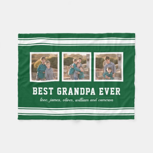 Bewerkbare kleur Sportieve beste opa ooit foto Fleece Deken (Voorkant (Horizontaal))