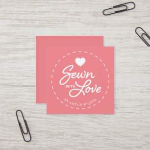 Bewerkbare kleur Stijlvol genaaid met Love Heart Vierkante Visitekaartje