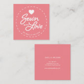 Bewerkbare kleur Stijlvol genaaid met Love Heart Vierkante Visitekaartje (Voorkant / Achterkant)