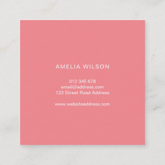 Bewerkbare kleur Stijlvol genaaid met Love Heart Vierkante Visitekaartje (Achterkant)