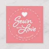 Bewerkbare kleur Stijlvol genaaid met Love Heart Vierkante Visitekaartje (Voorkant)