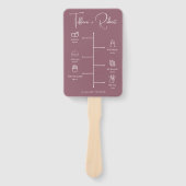 Bewerkbare Kleur Stof Rose Huwelijkstijdlijn Handwaaier (Voorkant)