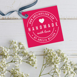 Bewerkbare Kleur Stout Handgemaakt Met Liefde Hart Bedankjes Labels