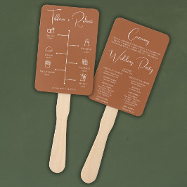 Bewerkbare kleur Terracota bruiloft programma Handwaaier