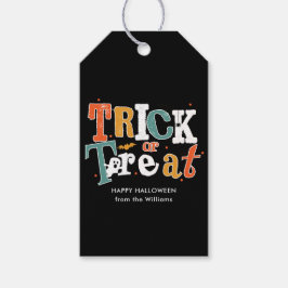 Bewerkbare kleur Trick or treat Halloween Cadeaulabel