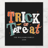 Bewerkbare kleur Trick or treat Halloween Wijn Etiket (Enkel label)