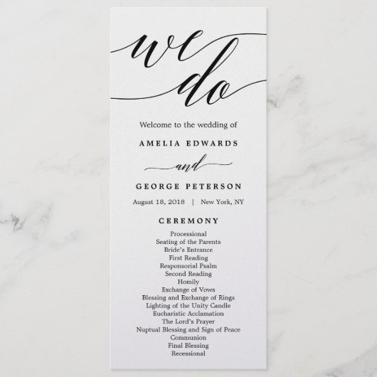 BEWERKBARE KLEUR Trouwceremonie Programma #MSC Programmakaart (Voorkant)