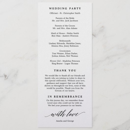 BEWERKBARE KLEUR Trouwceremonie Programma #MSC Programmakaart (Achterkant)