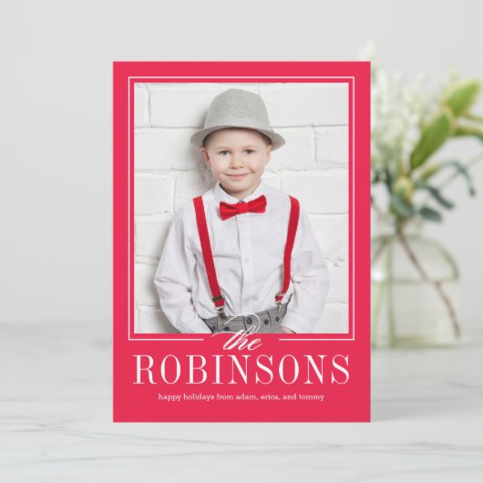 Bewerkbare Kleur Van Ons Voor Jou Kerst Foto Kaart (Staand voorkant)