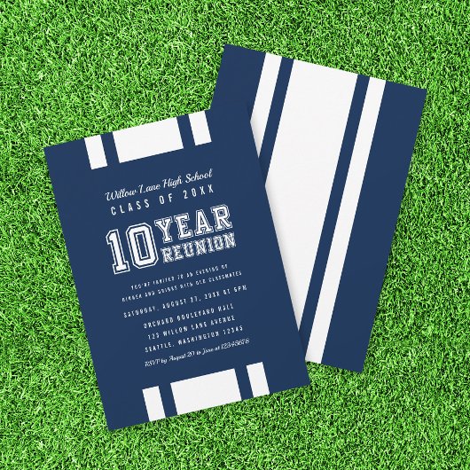 Bewerkbare kleur Varsity 10 jaar klasse reünie Kaart