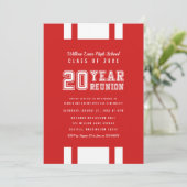 Bewerkbare kleur Varsity 20 jaar klasse reünie Kaart (Staand voorkant)
