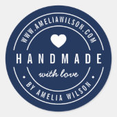 BEWERKBARE Kleur Vet Handgemaakt Met Liefde Hart Ronde Sticker (Voorkant)