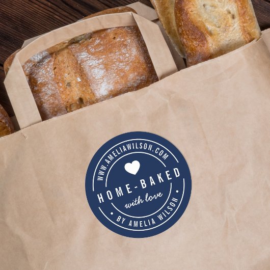 BEWERKBARE Kleur Vet Home-baked Met Liefde Hart Ronde Sticker